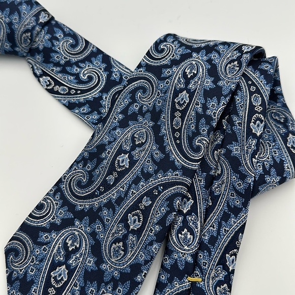 Canali Printed Silk Tie 61” Long - Picture 1 of 5